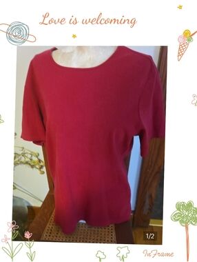 Talbots Short-Sleeve Crewneck Tee in Deep Red Size Large